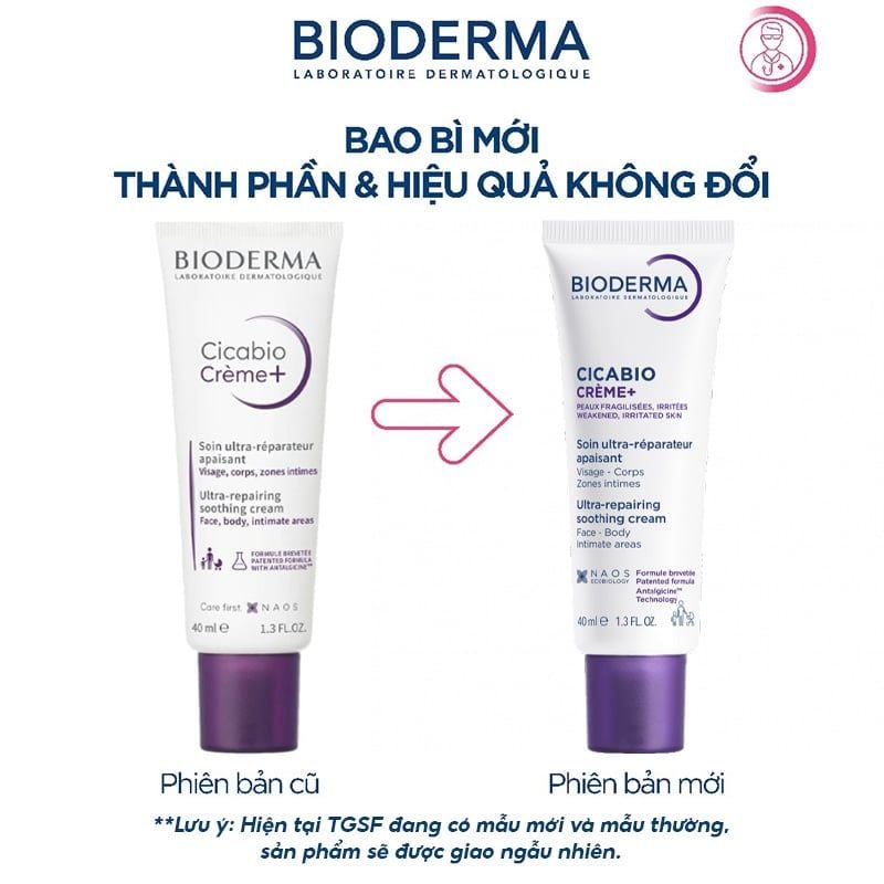 Kem Dưỡng Ẩm Bioderma Làm Dịu, Hỗ Trợ Phục Hồi Da Cicabio Creme+ 40ml