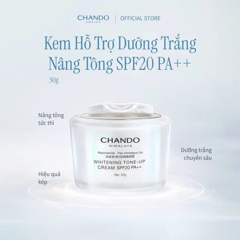 Kem Dưỡng Chando Himalaya Nâng Tone Hỗ Trợ Dưỡng Sáng Da Whitening Tone-Up Cream SPF20 PA++ 50g