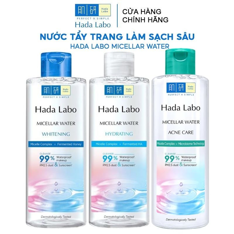 Nước Tẩy Trang Làm Sạch Sâu, Dưỡng Ẩm & Hỗ Trợ Dưỡng Trắng Hada Labo Micellar Water