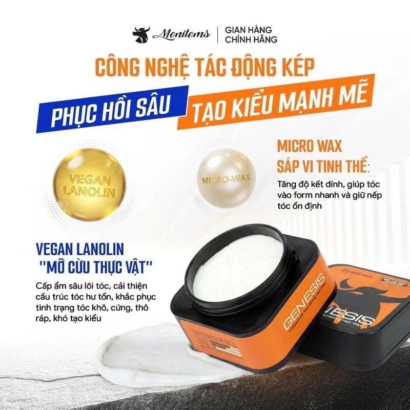 Sáp Vuốt Tóc Hướng Ẩm Menitems Genesis Profesional Nourishing Hair Wax 50g