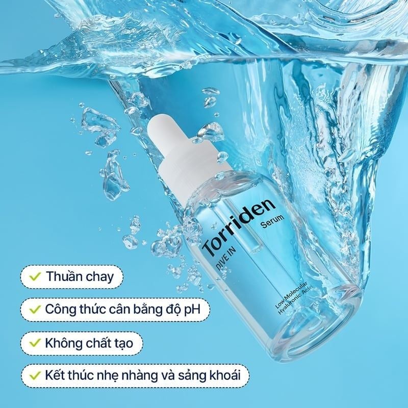 (TEST) Serum Torriden Thuần Chay Cấp Ẩm, Làm Dịu Da Torriden Dive-In Low Molecular Hyaluronic Acid Serum 50ml