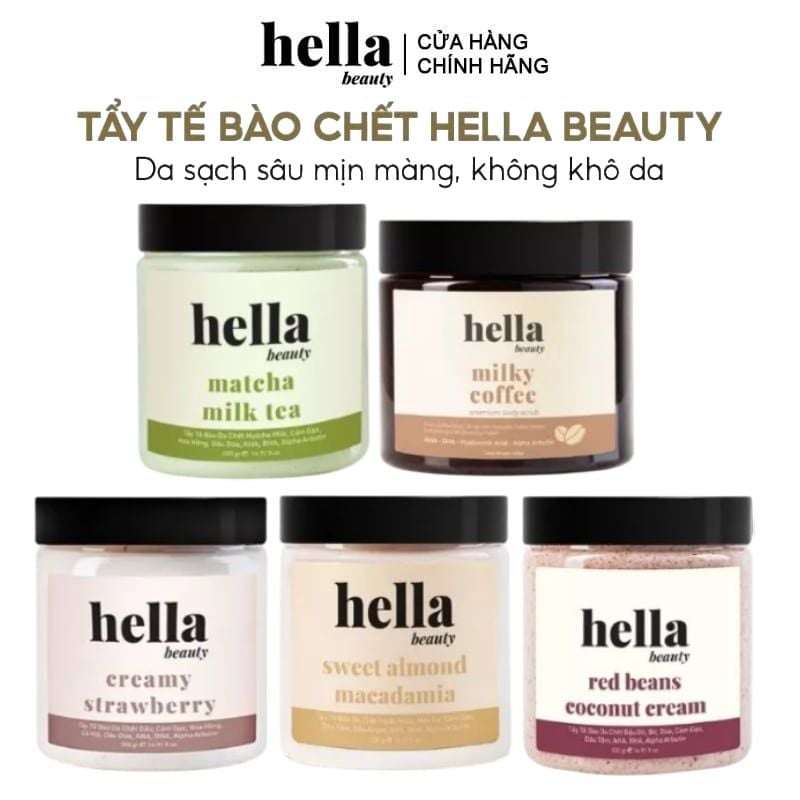 Tẩy Tế Bào Chết Body Hella Beauty Giúp Dưỡng Sáng Da, Mờ Thâm Deluxe Scrub 500g