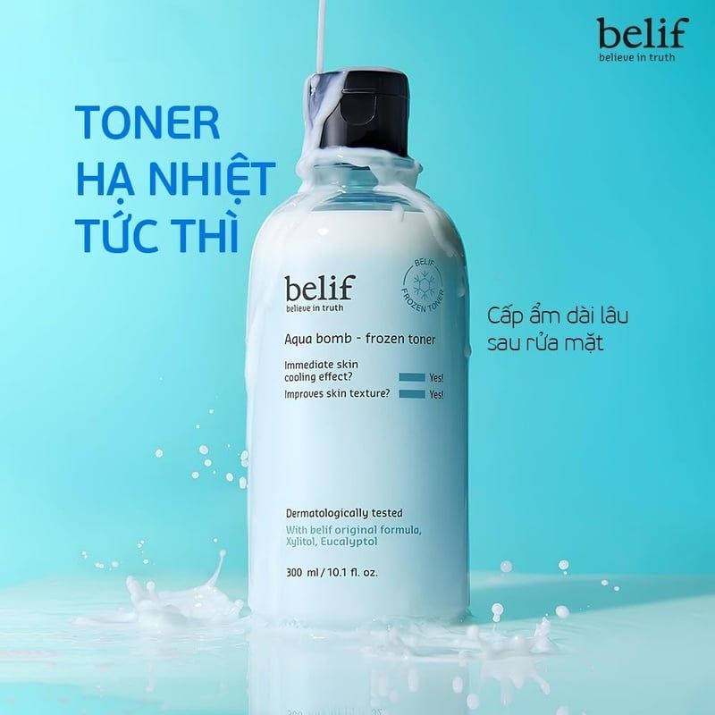 Nước Cân Bằng Belif Làm Dịu & Thu Nhỏ Lỗ Chân Lông Aqua Bomb - Frozen Toner 300ml