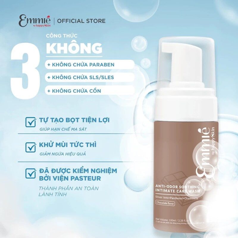Dung Dịch Vệ Sinh Phụ Nữ Khử Mùi Emmié by Happyskin Anti - Odor Soothing Intimate Care Wash Original 100ml (Che tên sản phẩm khi giao hàng)
