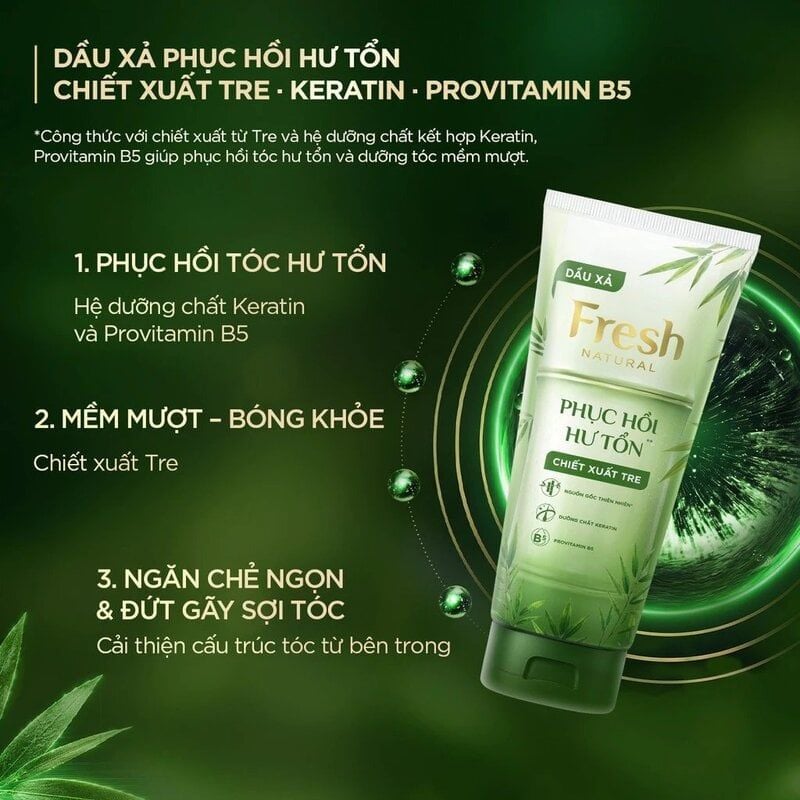 Dầu Xả Fresh Natural Phục Hồi Tóc Hư Tổn Chiết Xuất Tre 300g
