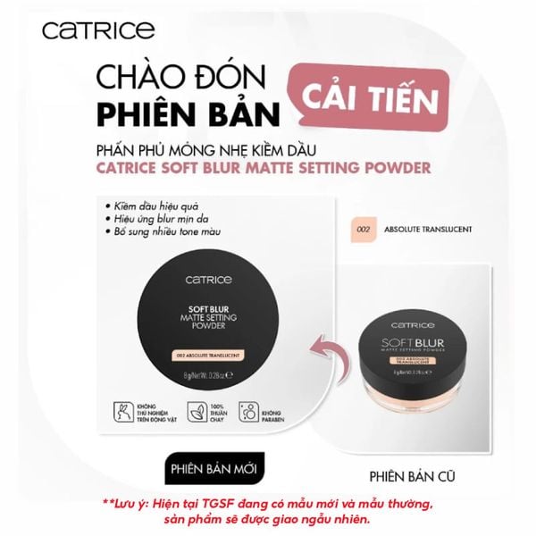  Phấn Phủ Catrice Dạng Bột Mỏng Nhẹ Kiềm Dầu Soft Blur Matte Setting Powder 8g 