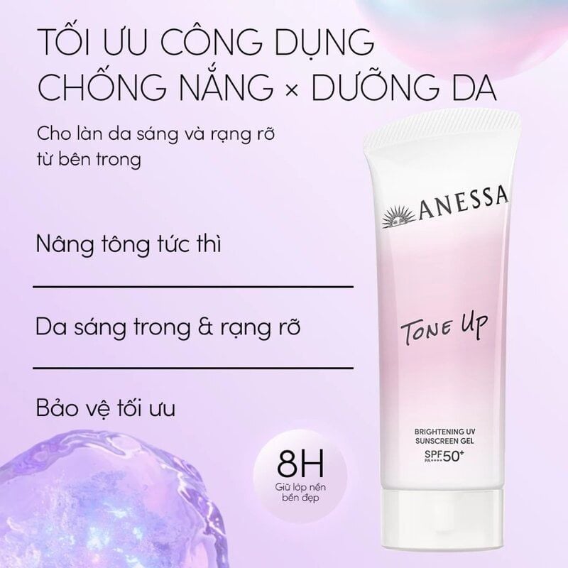 Gel Chống Nắng Anessa Nâng Tông, Hiệu Chỉnh Sắc Tím Brightening Uv Sunscreen Gel SPF50+/PA++++ 90g