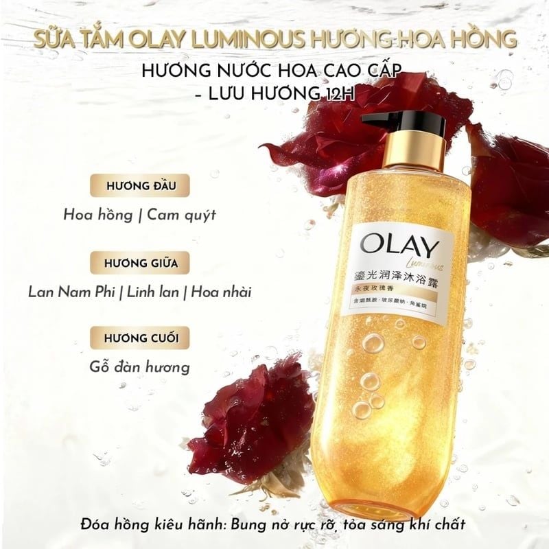 Sữa Tắm Olay Sáng Da Hương Nước Hoa Cao Cấp Luminous Body Wash 350g
