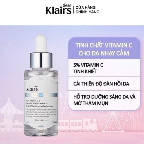 Serum Klairs Vitamin C Hỗ Trợ Dưỡng Sáng, Mờ Thâm Nám Dành Cho Da Dễ Kích Ứng Freshly Juiced Vitamin Drop 35ml