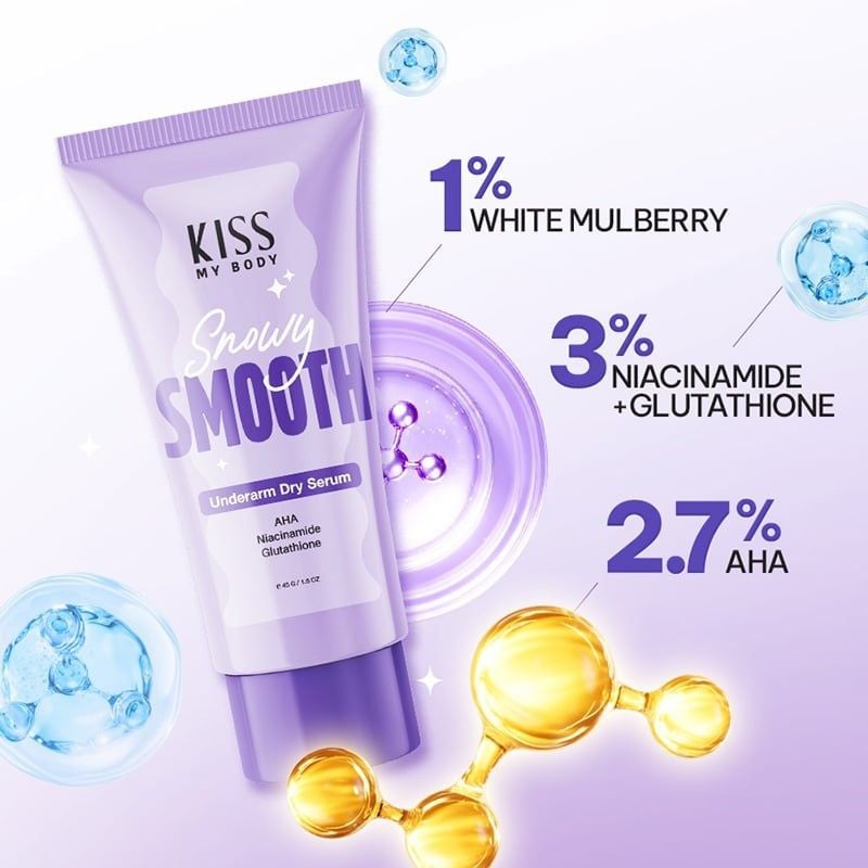 Serum Dưỡng Vùng Da Dưới Cánh Tay Kiss My Body Hỗ Trợ Phục Hồi Sáng Da Snowy Smooth Underarm Dry Serum 45g