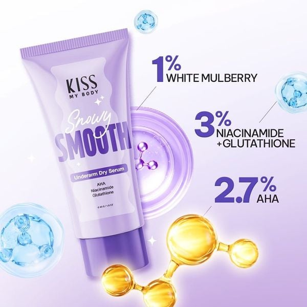  Serum Dưỡng Vùng Da Dưới Cánh Tay Kiss My Body Hỗ Trợ Phục Hồi Sáng Da Snowy Smooth Underarm Dry Serum 45g 
