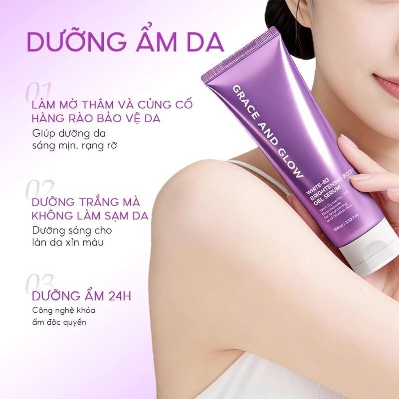 Sữa Dưỡng Thể Dạng Gel Grace And Glow Black Dưỡng Ẩm, Làm Sáng Da Opium White-B3 Bright Body Gel Serum 150ml