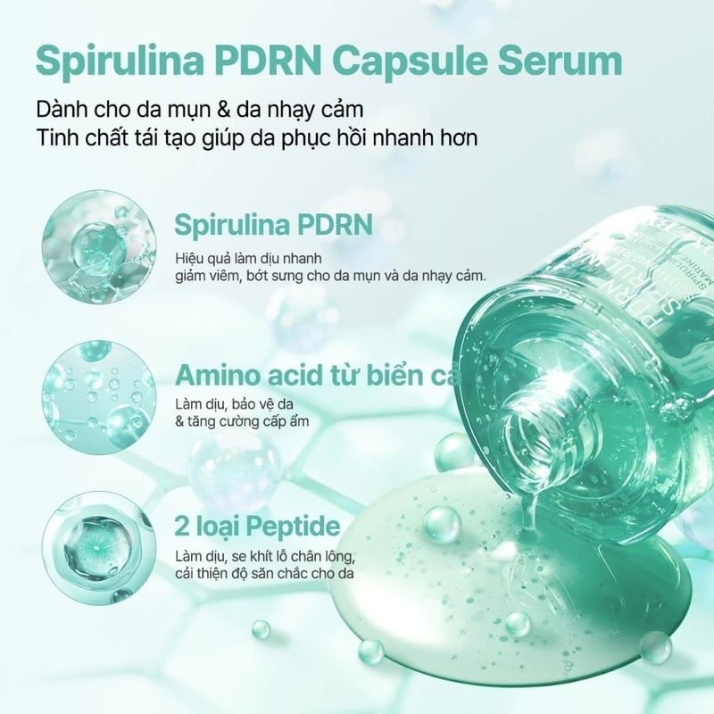 Serum Some By Mi Làm Dịu Da Mụn, Hỗ Trợ Phục Hồi PDRN Spirulina Soothing Repair Serum 50ml