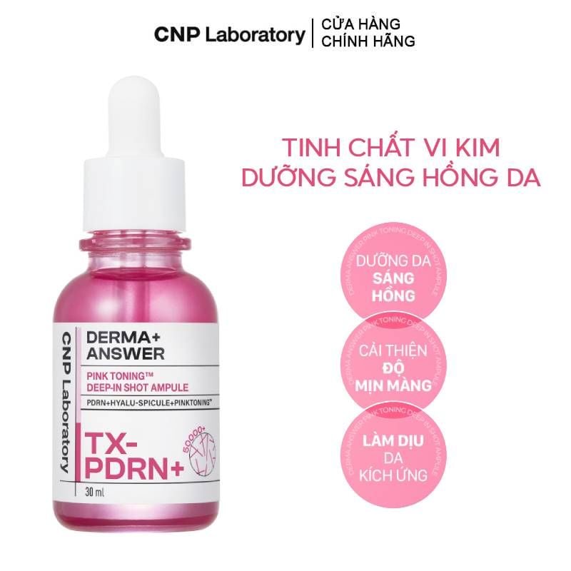 Tinh Chất Vi Kim Dưỡng Sáng Hồng Da CNP Derma Answer Pink Toning Deep In Shot Ampoule 30ml