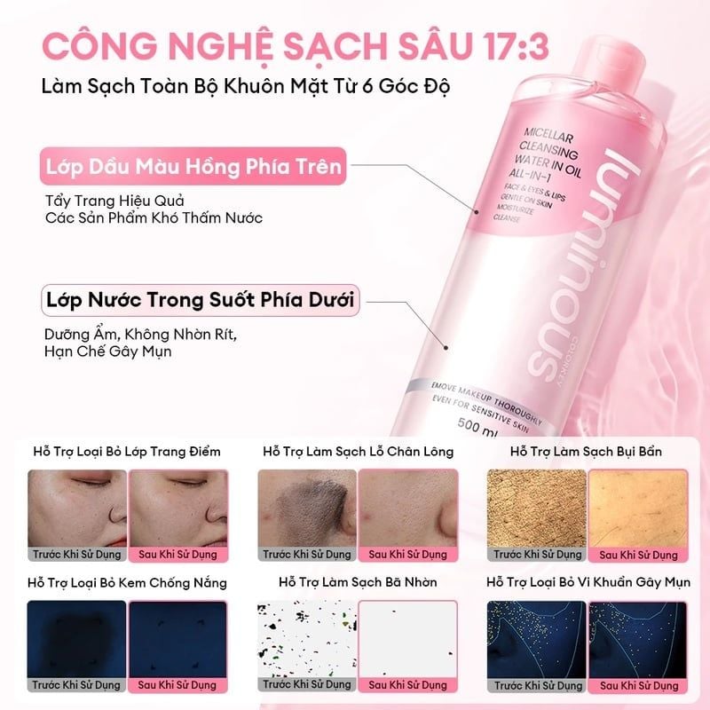 Nước Tẩy Trang 2 Lớp Colorkey Luminous Micellar Cleansing Water In Oil All-In-1