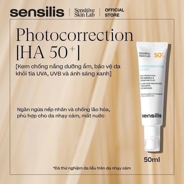  Kem Chống Nắng Phổ Rộng Dưỡng Ẩm, Ngừa Lão Hóa Sensilis Photocorrection [HA 50+] 50ml 