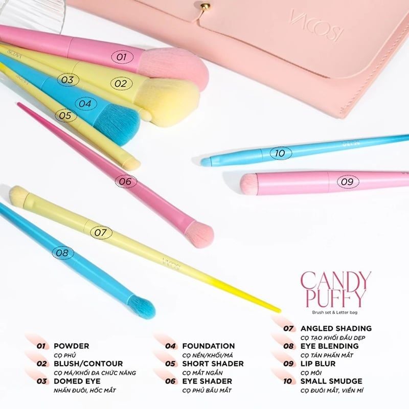 Bộ Cọ Trang Điểm Cá Nhân Vacosi Brush Set