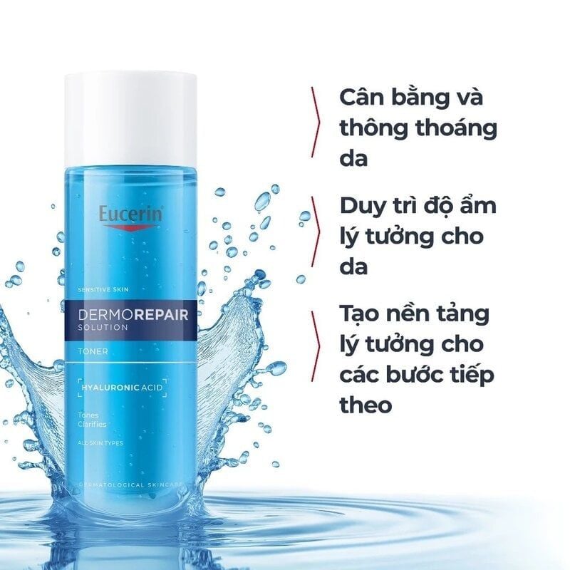 Nước Hoa Hồng Eucerin Cho Da Nhạy Cảm Dermorepair Solution Toner 200ml