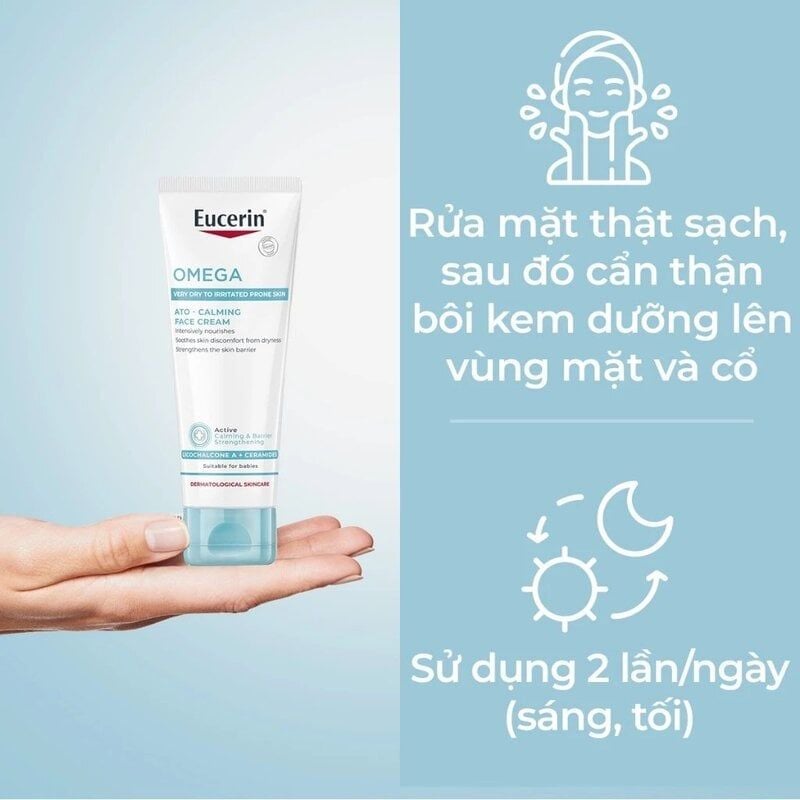 Kem Dưỡng Ẩm Chuyên Sâu Eucerin Omega Ato - Calming Face Cream 50ml