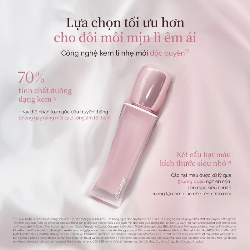 Son Kem Lì Nhẹ Môi Joocyee Matte Veil Lip Cream 4.1g