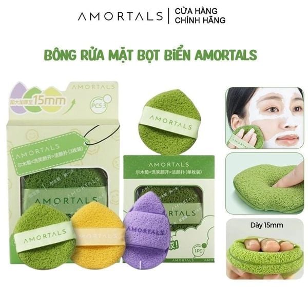  Bông Rửa Mặt Amortals Bọt Biển Wash To Smile Face-washing Puff 