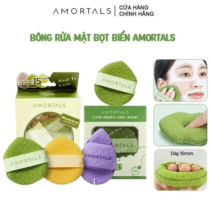 Bông Rửa Mặt Amortals Bọt Biển Wash To Smile Face-washing Puff