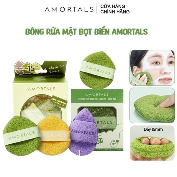  Bông Rửa Mặt Amortals Bọt Biển Wash To Smile Face-washing Puff 