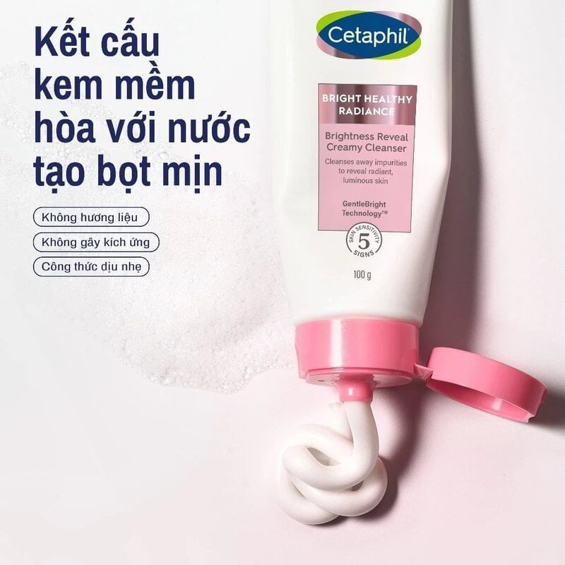 Sữa Rửa Mặt Cetaphil Hỗ Trợ Dưỡng Sáng Cho Da Nhạy Cảm Bright Healthy Radiance Brightness Reveal Creamy Cleanser 100g