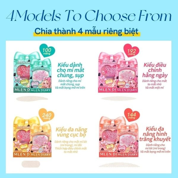 Miếng Dán Kích Mí Lưới Mlen Diary Invisible Eyelid Tape 