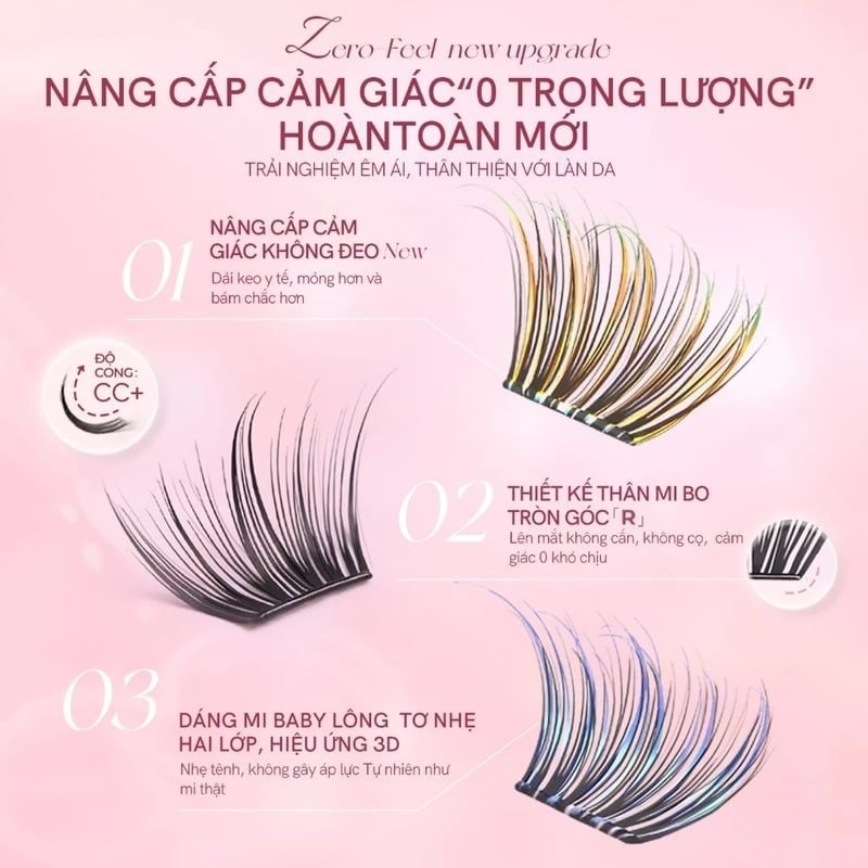 Lông Mi Giả Tự Dính Lấp Lánh Đa Sắc, Không Cần Keo, Tự Nhiên Mlen Diary Self-Adhesive Lashes (Glitter)