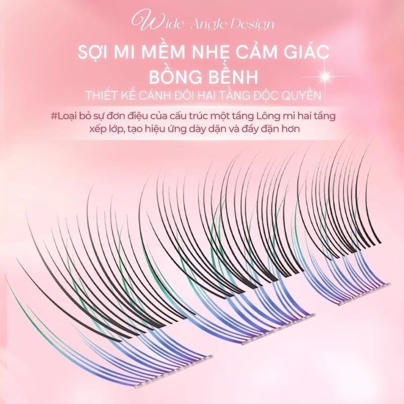 Lông Mi Giả Tự Dính Lấp Lánh Đa Sắc, Không Cần Keo, Tự Nhiên Mlen Diary Self-Adhesive Lashes (Glitter)