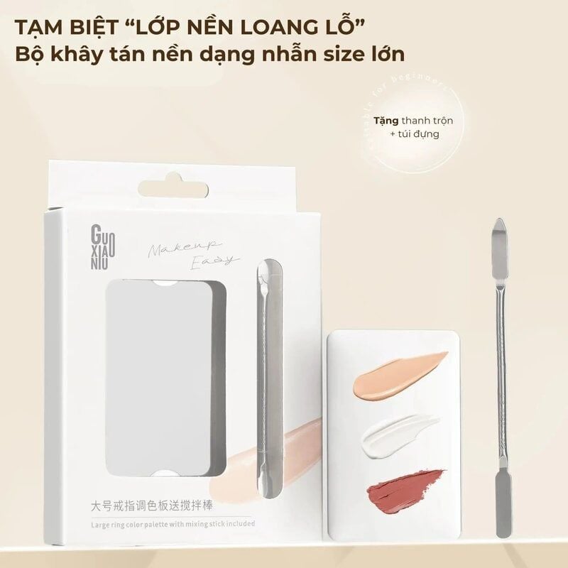 Bộ Khay Trộn Kem Nền Guoxiaoniu Large Ring Palette With Stirring Stick Included
