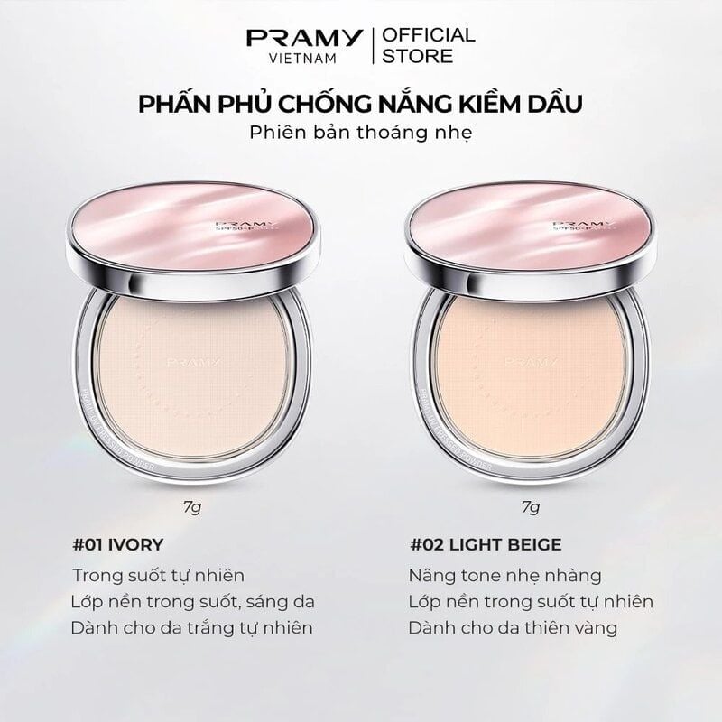 Phấn Phủ Pramy Chống Nắng Kiềm Dầu Mỏng Mịn Sheer Uv Pressed Powder SPF50+ PA++++ 7g