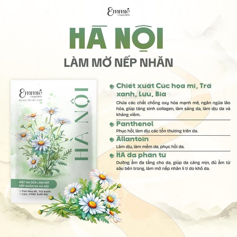 Mặt Nạ Phôi Dừa Emmié By Happyskin Giúp Cấp Ẩm, Làm Mềm Da Bio-Cellulose Beauty Mask 25g