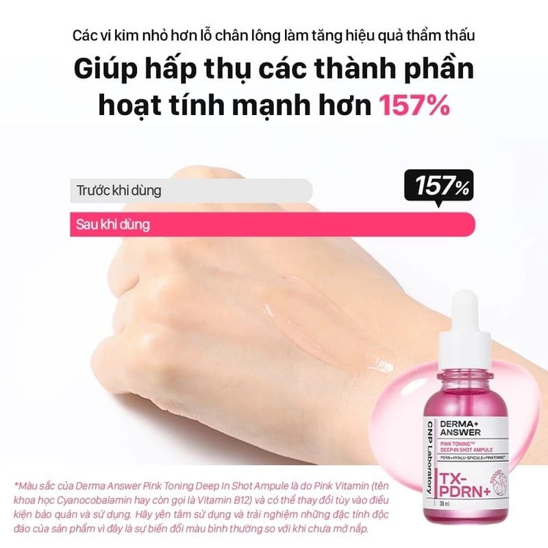 Tinh Chất Vi Kim Dưỡng Sáng Hồng Da CNP Derma Answer Pink Toning Deep In Shot Ampoule 30ml