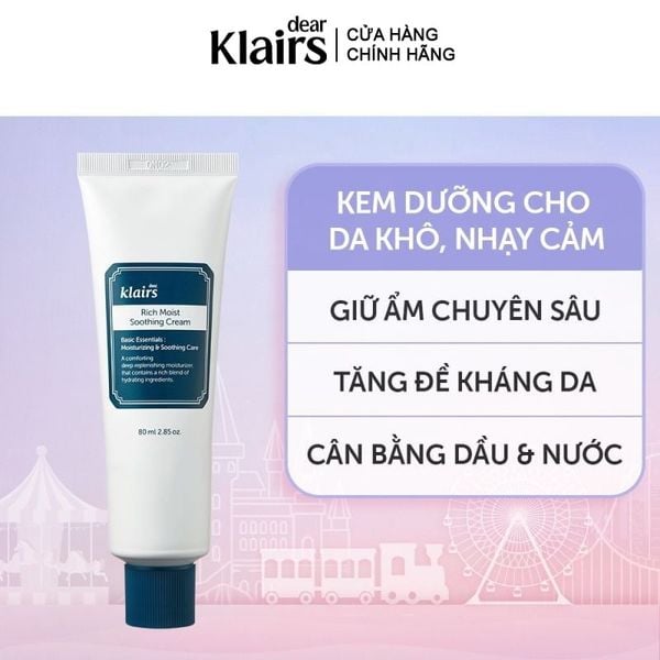  Kem Dưỡng Ẩm Chuyên Sâu Klairs Rich Moist Soothing Cream 80ml 