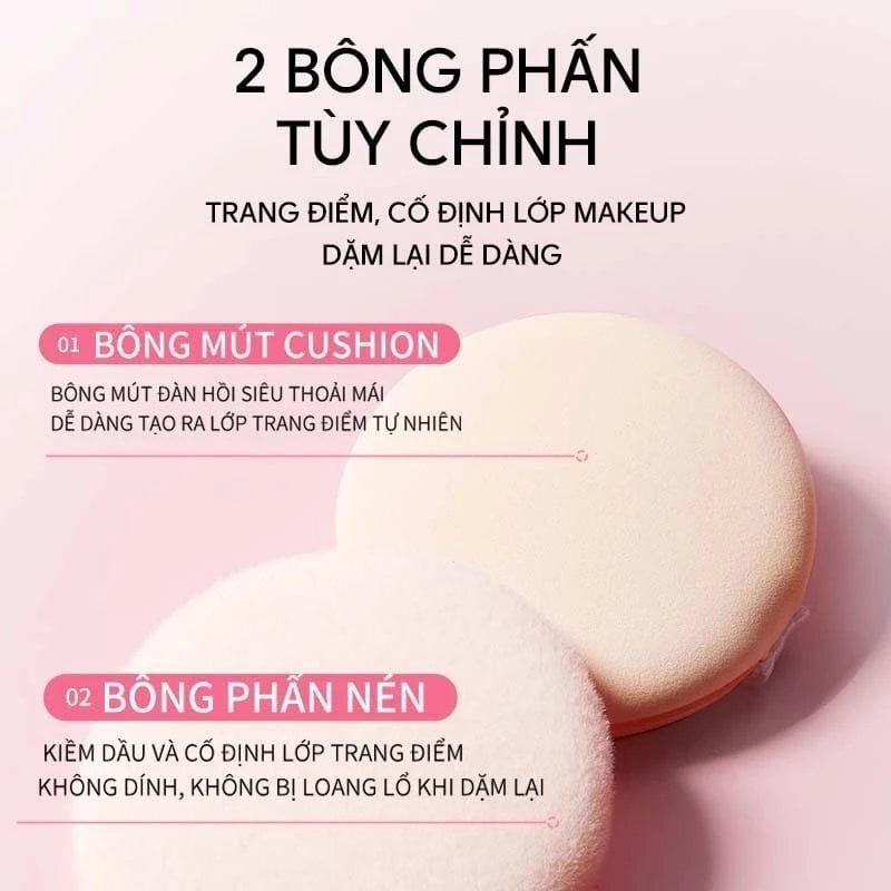 Phấn Nước Hexze Hỗ Trợ Chống Nắng Kèm Phấn Phủ 2in1 Long Lasting Sunscreen Double Cushion Foundation Natural SPF25 Pa+++ 13g + 6.5g