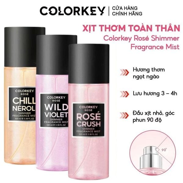  Xịt Thơm Toàn Thân Colorkey Rosé Shimmer Fragrance Mist 100ml 