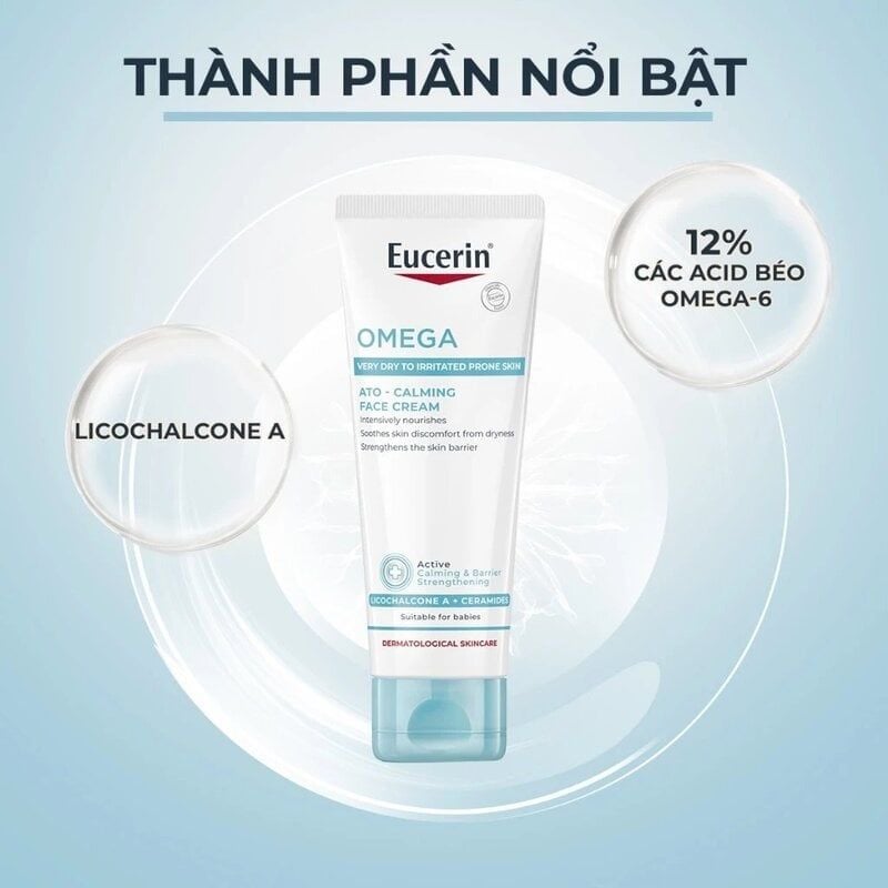 Kem Dưỡng Ẩm Chuyên Sâu Eucerin Omega Ato - Calming Face Cream 50ml