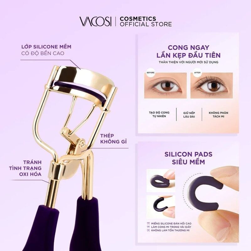 Bấm Mi Vàng Tím Vacosi Pro Classic Curler Violet Gold - BM08