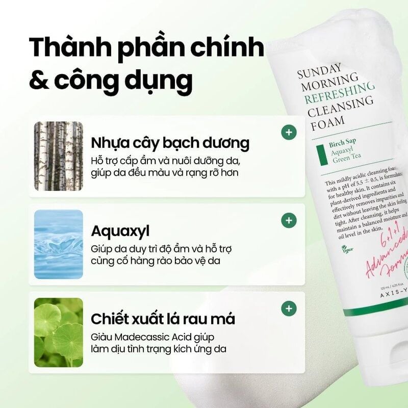 Sữa Rửa Mặt Axis-Y Dịu Nhẹ Sunday Morning Refreshing Cleansing Foam 120ml