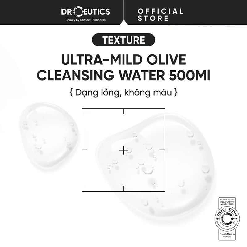 Nước Tẩy Trang DrCeutics Làm Sạch Dịu Nhẹ, Cấp Ẩm Ultra-mild Olive Cleansing Water