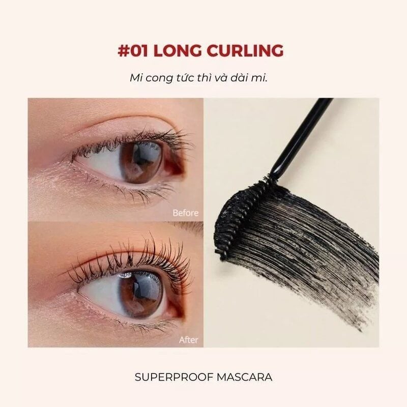 Mascara Giúp Mi Cong, Dài, Dày Tự Nhiên Clio Kill Lash Superproof Mascara 01 Long Curling 7g