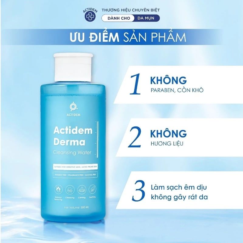 Nước Tẩy Trang Dành Cho Da Dầu Mụn Actidem Derma Cleansing Water 500ml