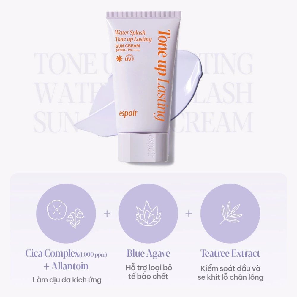 Kem Chống Nắng Espoir Nâng Tông, Lâu Trôi Water Splash Sun Cream Tone Up Lasting 50ml SPF50+ PA++++