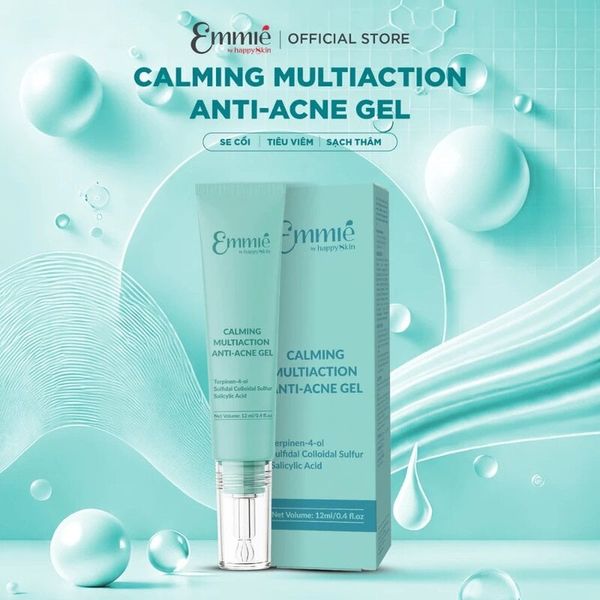  Gel Chấm Mụn Emmié by Happyskin Làm Dịu Da Cải Thiện Mụn Calming Multiaction Anti-Acne Gel 12ml 