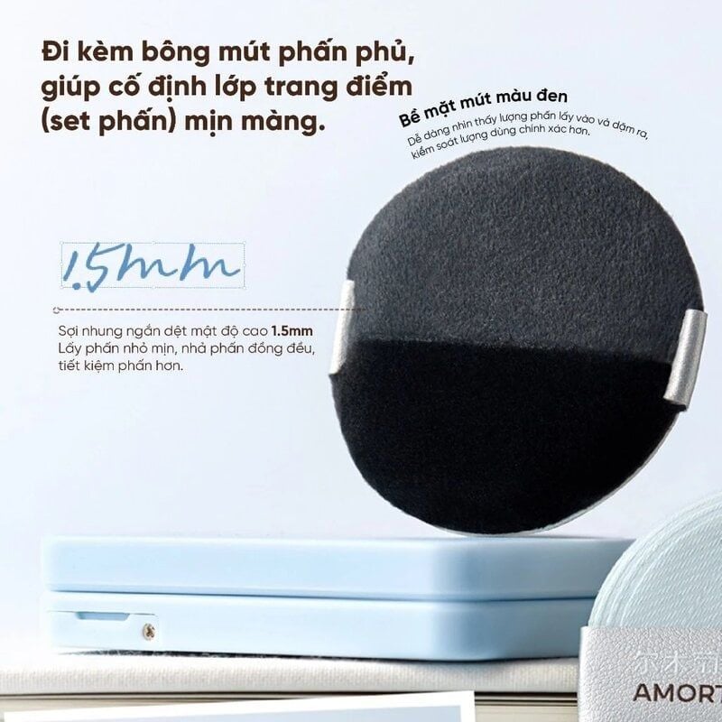 Bộ Bông Mút Trang Điểm Amortals Original Series Black Plus Foundation Puff Set 3pcs (Upgraded Version)