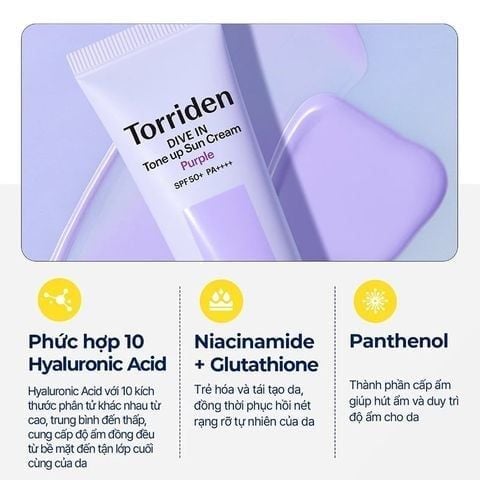  Kem Chống Nắng Torriden Nâng Tông Dive In Tone Up Sun Cream Purple SPF50+ PA++++ 20ml 