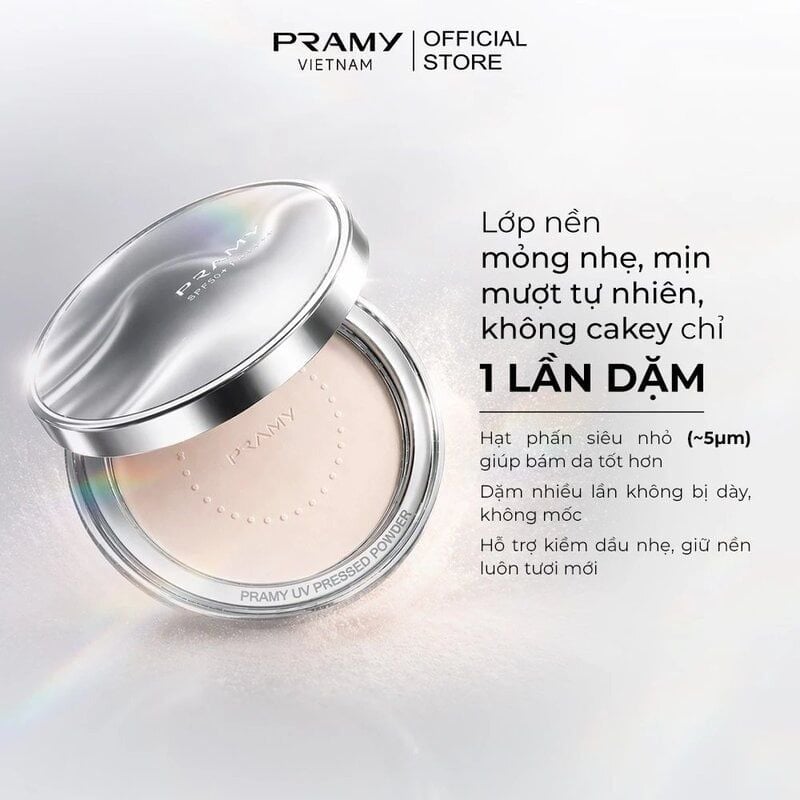 Phấn Phủ Pramy Chống Nắng Kiềm Dầu Flawless Uv Pressed Powder SPF50+ PA++++ 7g