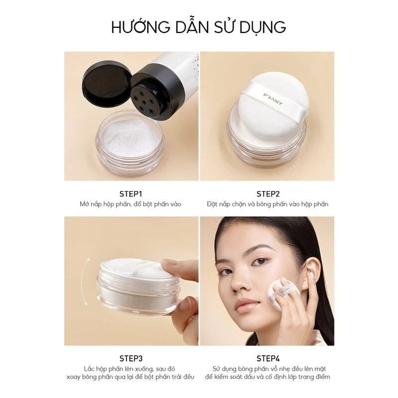 Phấn Phủ Pramy Dạng Bột Kiềm Dầu Sheer Translucent Loose Powder-Travel Size 8g